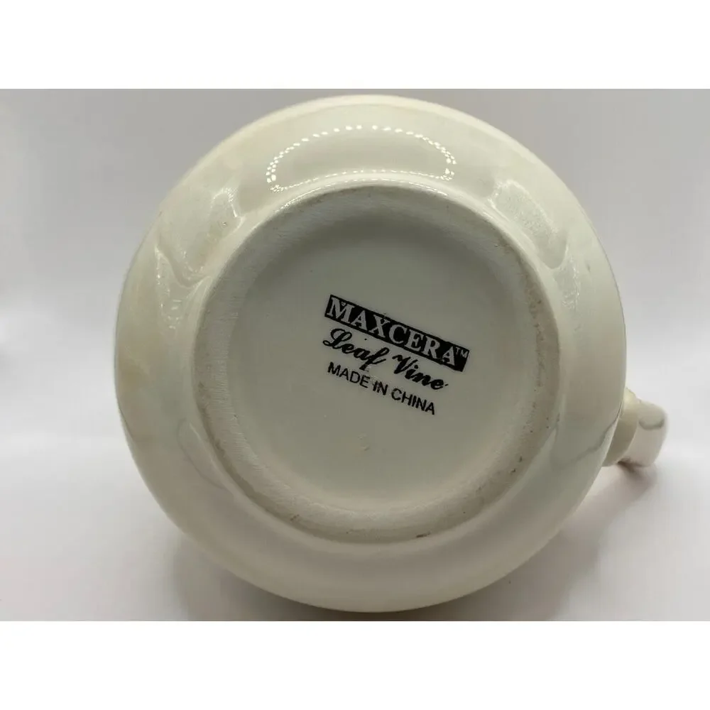 Maxcera Handcrafted In China Sugar Bowl And Creamer Leaf Vine